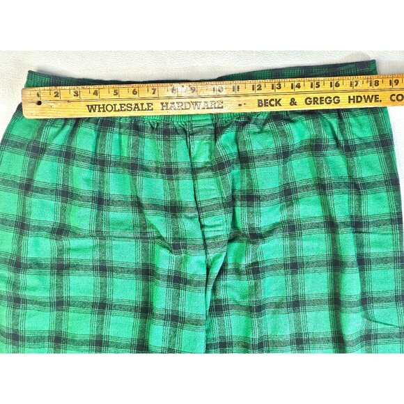 Vtg L.L. Bean Mens Plaid Flannel Pajama Set XL Green Check Cotton Sleepwear - Picture 9 of 12
